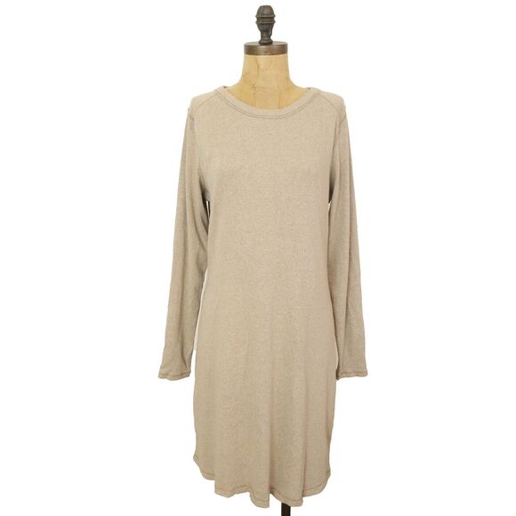 EVERLANE The Ribbed Mini Dress Size XL Heathered Oat Crew Neck Bodycon NWT B37 - Picture 2 of 6